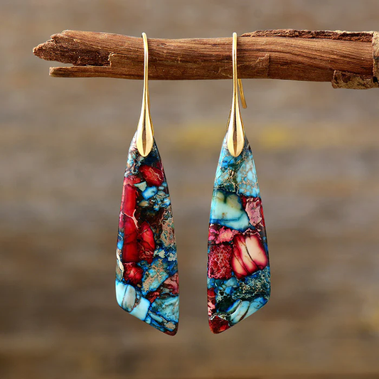 Retro-Inspired Colorful Gemstone Earrings 0