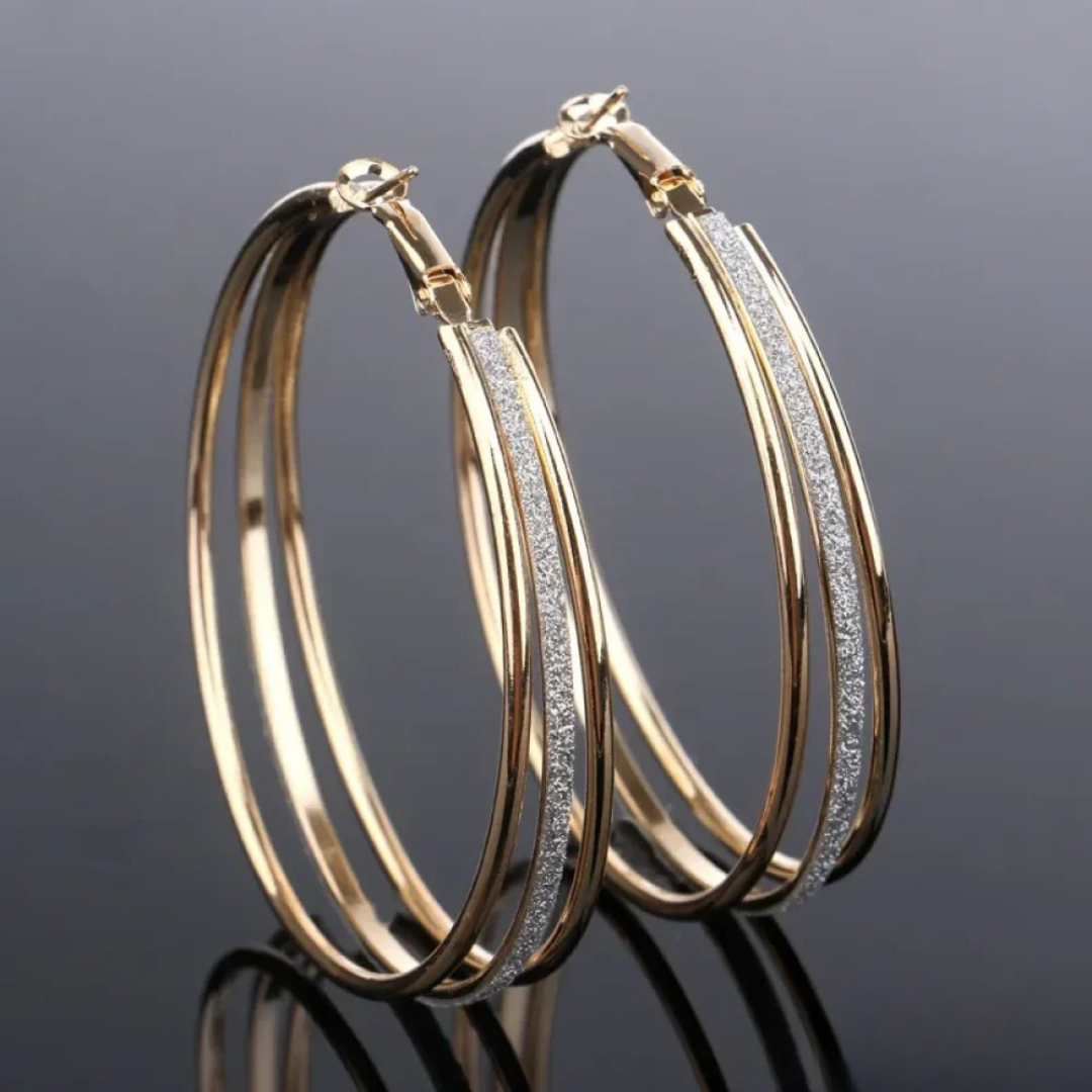 Retro-Style Golden Hoop Earrings 0