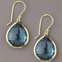 Retro Blue Crystal Drop Earrings 0