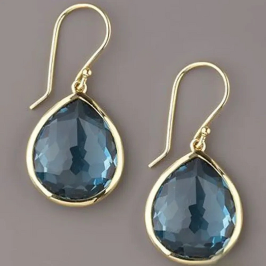 Retro Blue Crystal Drop Earrings 0