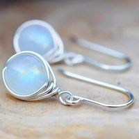 Retro Moonstone Drop Earrings 0