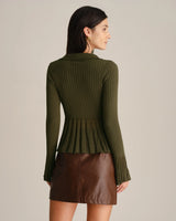 Rivelle Knit Cardigan | Textured Bell Sleeves, Slim Fit, Collared 0