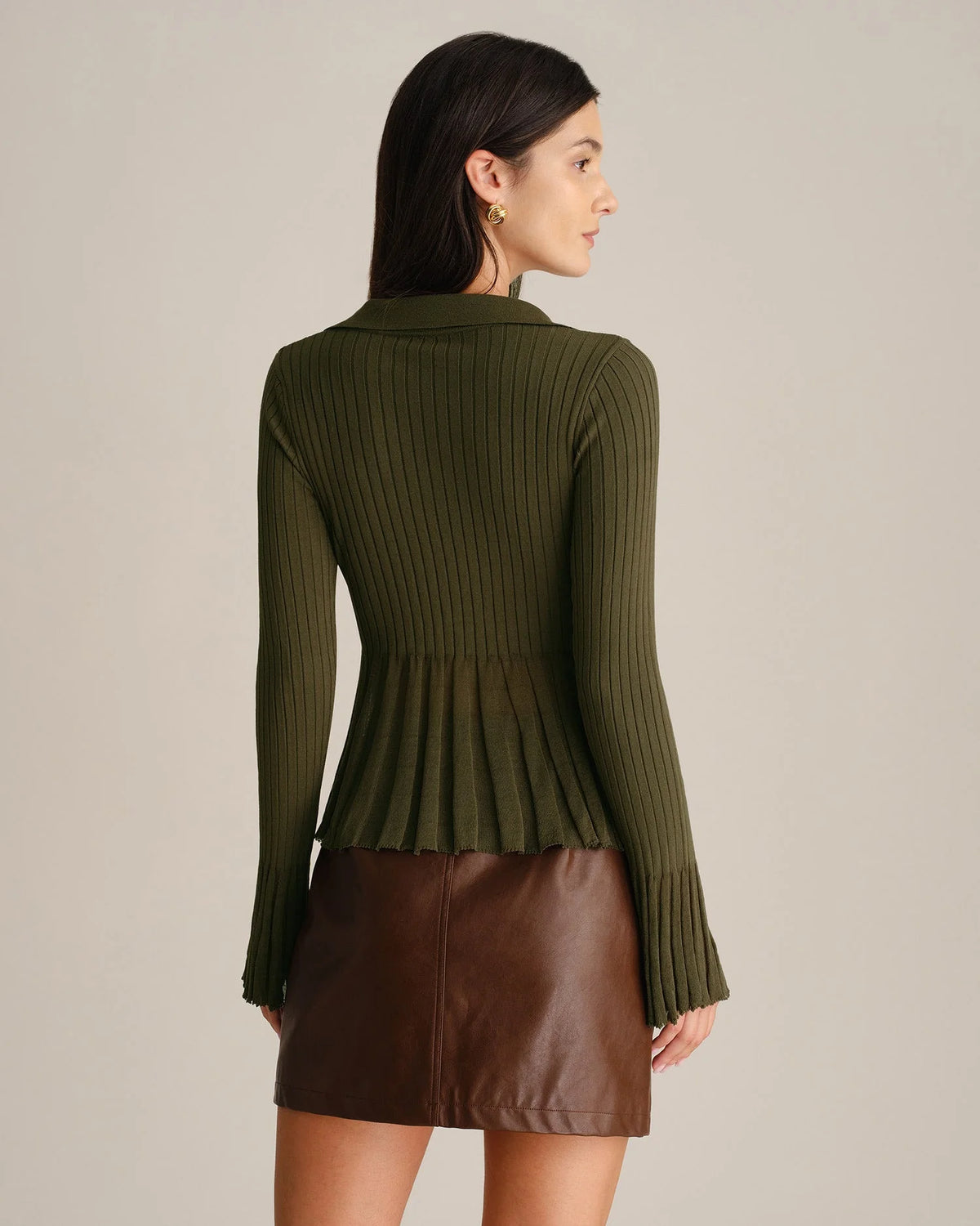 Rivelle Knit Cardigan | Textured Bell Sleeves, Slim Fit, Collared 0