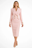 Rivelle Women's Midi Dress | Longline Blazer Style, Double-Breasted Gold Buttons 0