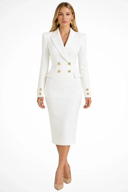 Rivelle Women's Midi Dress | Longline Blazer Style, Double-Breasted Gold Buttons 1
