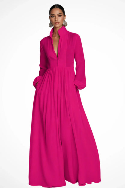 Rowena Maxi Dress | Long Sleeve, Button Front, Pockets 1