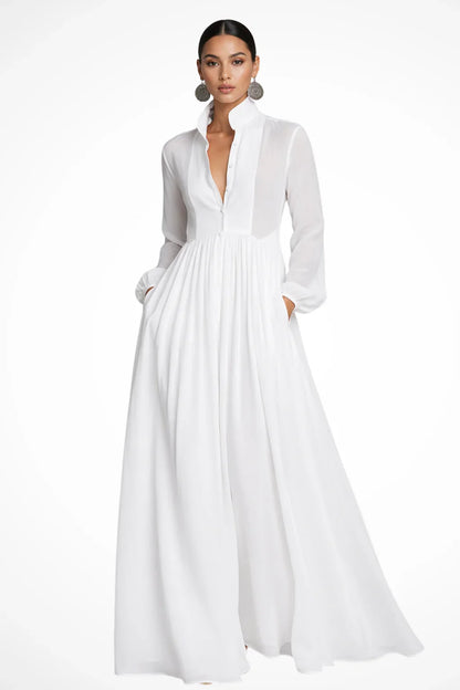 Rowena Maxi Dress | Long Sleeve, Button Front, Pockets 2