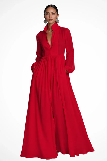 Rowena Maxi Dress | Long Sleeve, Button Front, Pockets 3