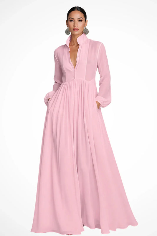 Rowena Maxi Dress | Long Sleeve, Button Front, Pockets 4