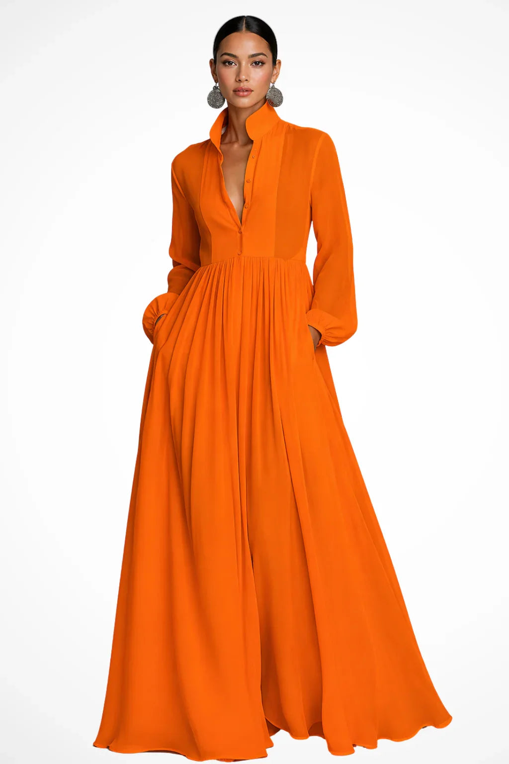 Rowena Maxi Dress | Long Sleeve, Button Front, Pockets 5