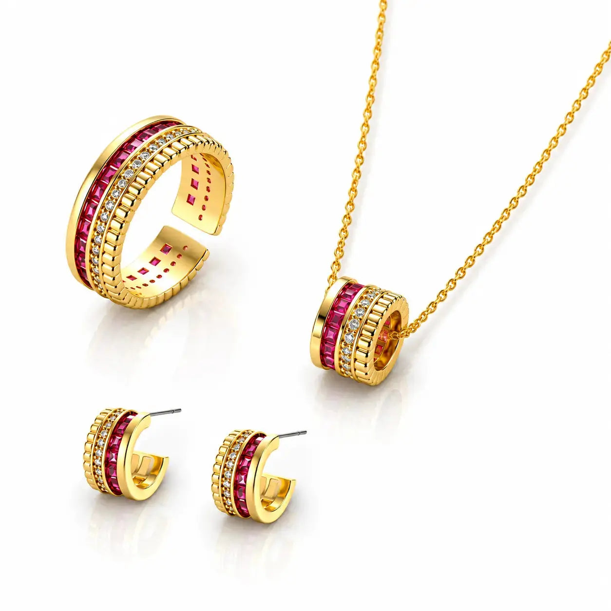 Royal Ruby Stack Set - 14K Gold Plated 0