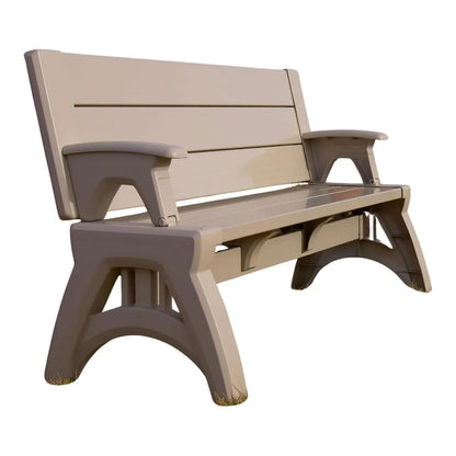 2-in-1 Convertible Bench Table Weather-Resistant Patio Furniture Yard Deck Garden Durable Easy Assembly 1pc, Custom