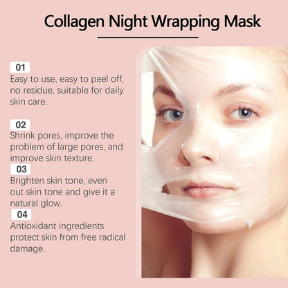 Collagen Peel Off Facial Mask + Kojic Acid Turmeric Overnight Wrapping Mask Anti Aging Nourishes Glowing Skin Peel Off Face Mask