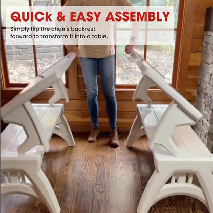 2-in-1 Convertible Bench Table Weather-Resistant Patio Furniture Yard Deck Garden Durable Easy Assembly 1pc, Custom