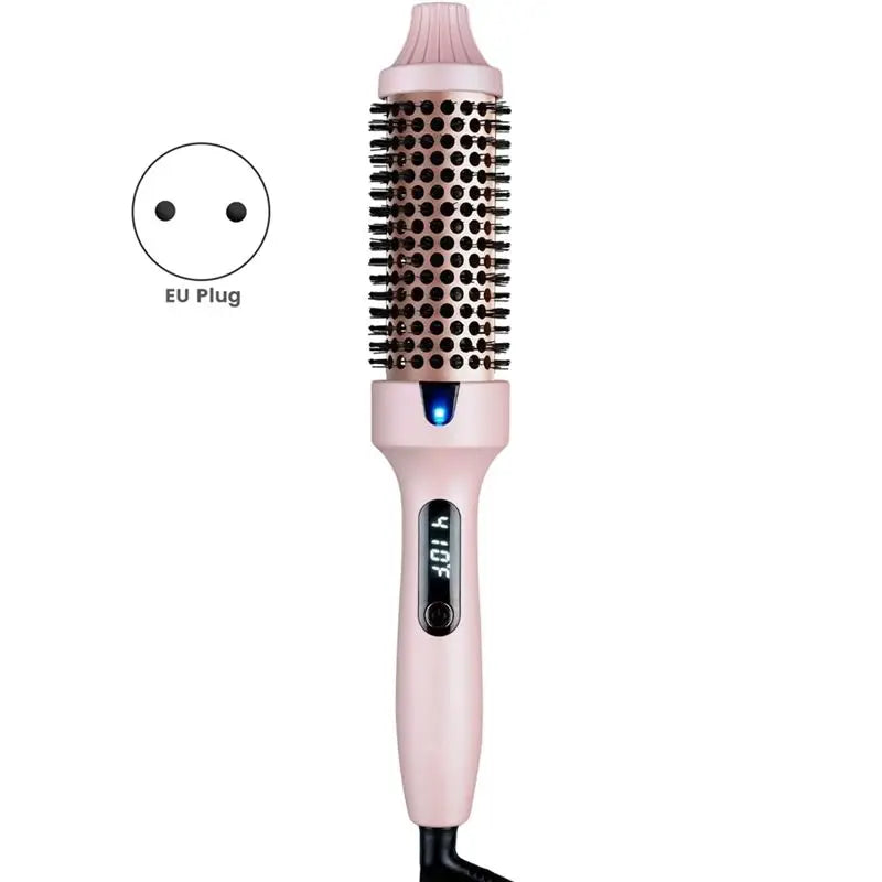 A04V Thermal Brush Curling Brush, Negative Ionic Heated Thermal Round Brush For Blowout Look, Curling & Straightener EU Plug
