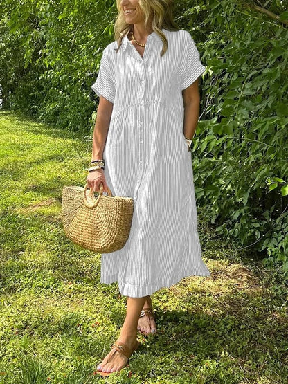 Samantha | Casual Striped Midi Shirt Dress 1