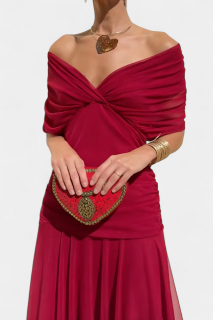 Sarah | Off Shoulder Chiffon Midi Dress 10