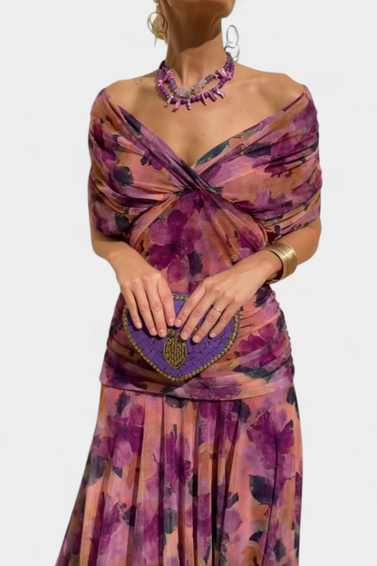 Sarah | Off Shoulder Chiffon Midi Dress 11