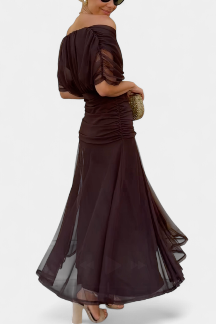 Sarah | Off Shoulder Chiffon Midi Dress 2