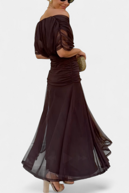 Sarah | Off Shoulder Chiffon Midi Dress 2