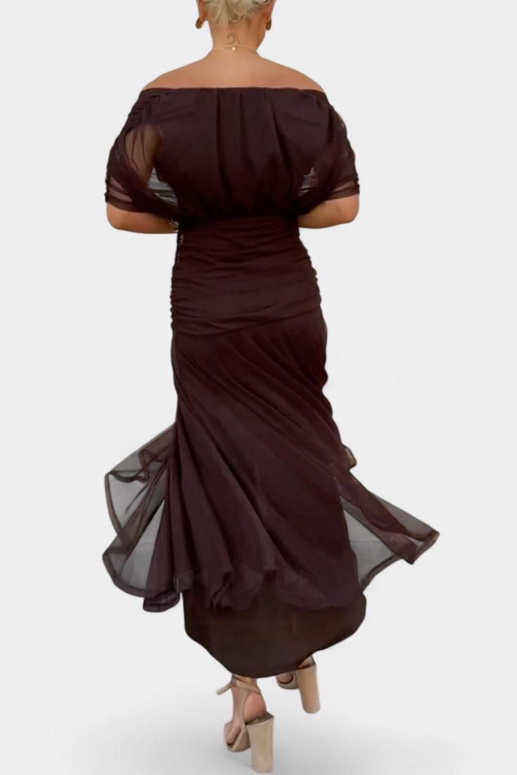 Sarah | Off Shoulder Chiffon Midi Dress 3
