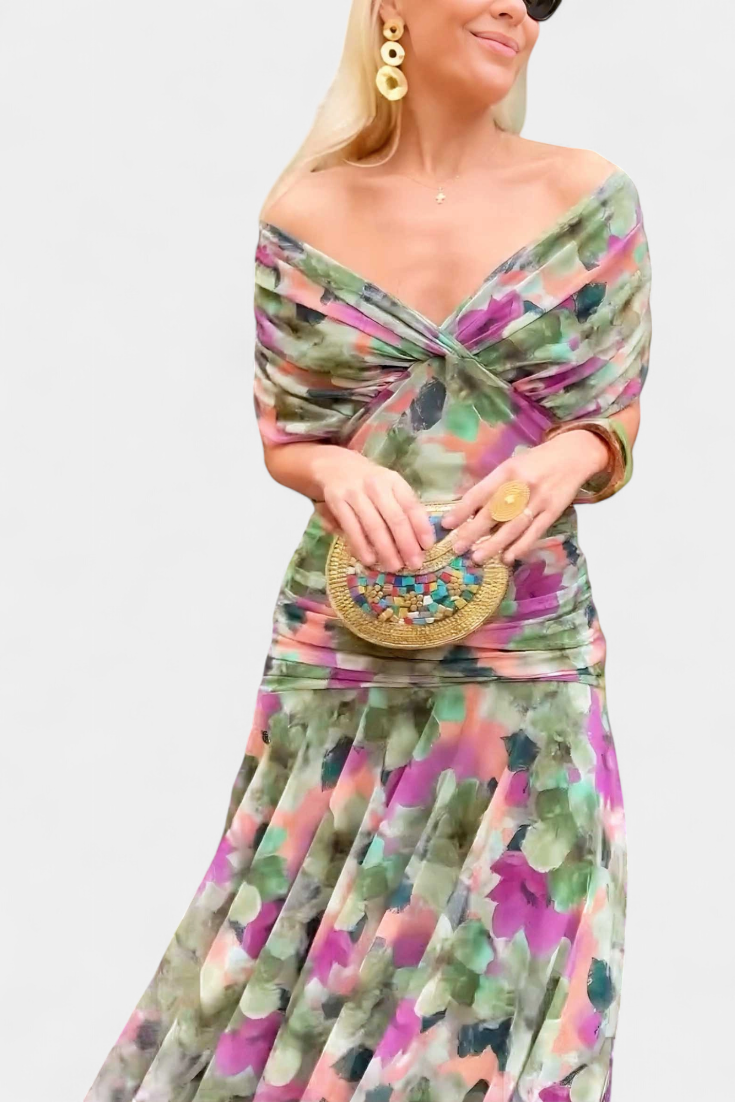 Sarah | Off Shoulder Chiffon Midi Dress 5