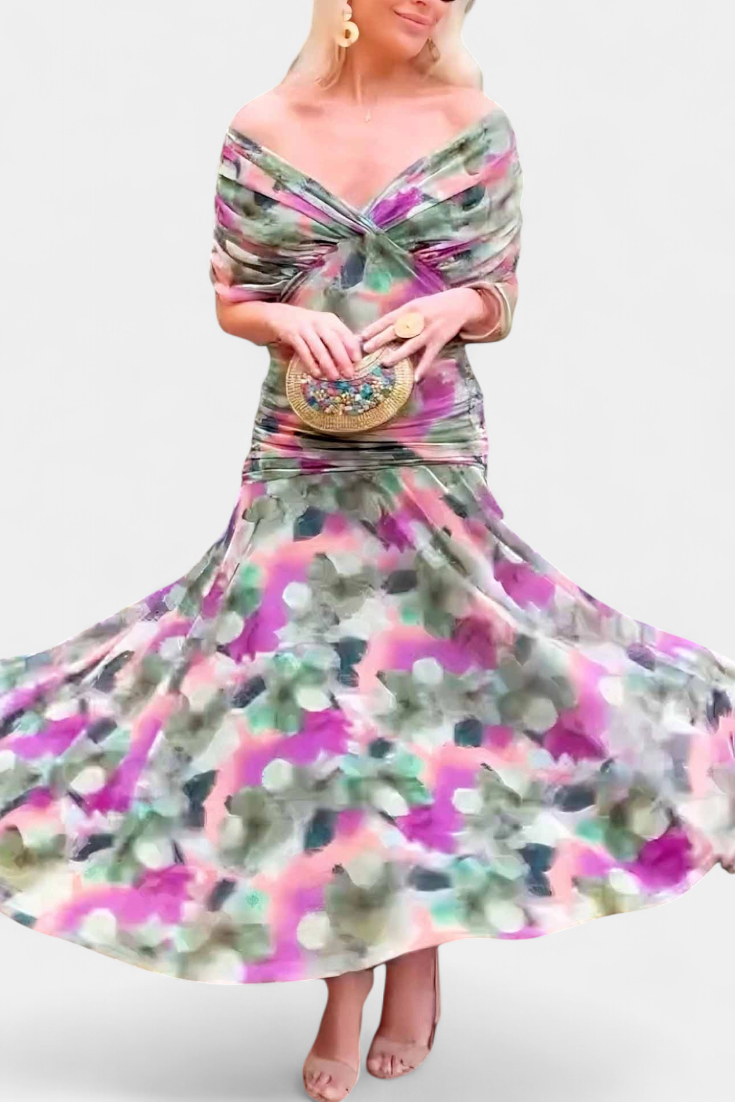 Sarah | Off Shoulder Chiffon Midi Dress 6