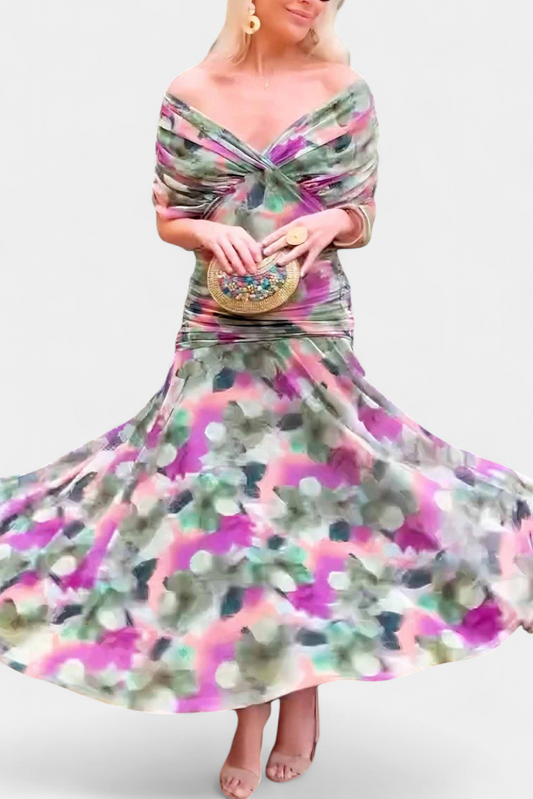 Sarah | Off Shoulder Chiffon Midi Dress 6