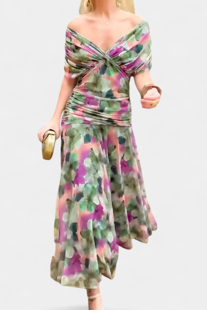Sarah | Off Shoulder Chiffon Midi Dress 7