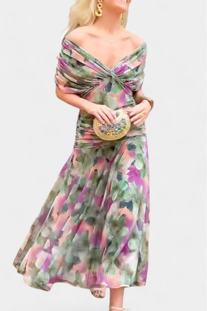 Sarah | Off Shoulder Chiffon Midi Dress 8