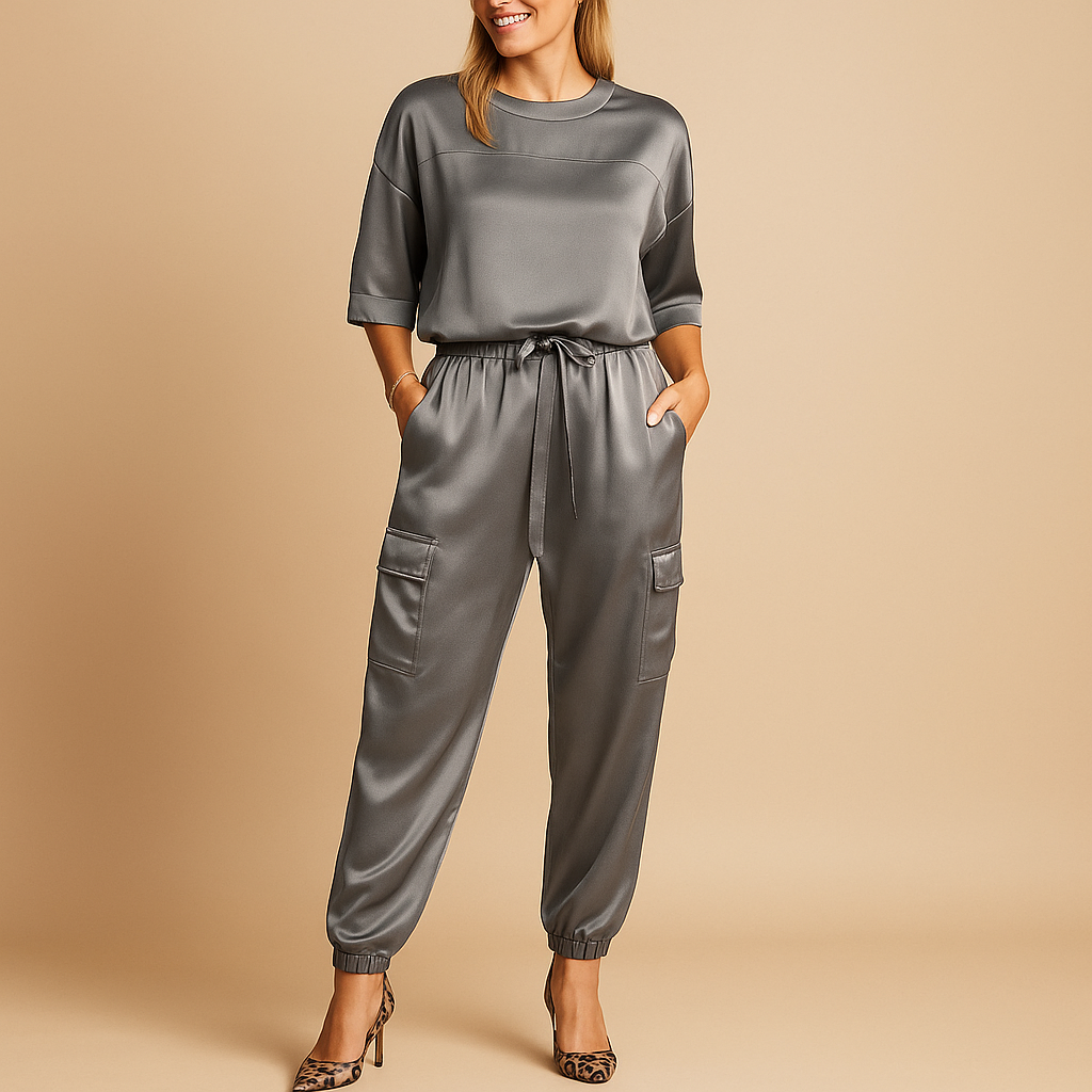 Satin two-piece set for women | Giselle 3