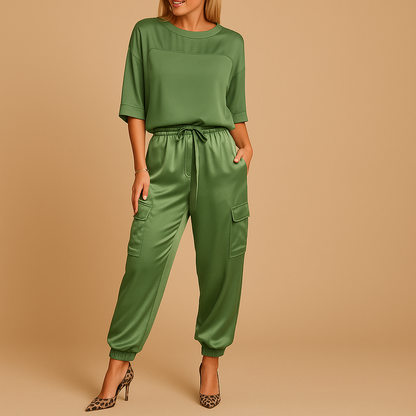 Satin two-piece set for women | Giselle 4