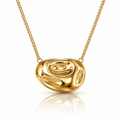 Sculpted Rose Pendant Necklace - 18K Gold Plated 0