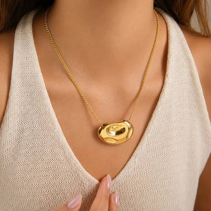 Sculpted Rose Pendant Necklace - 18K Gold Plated 1