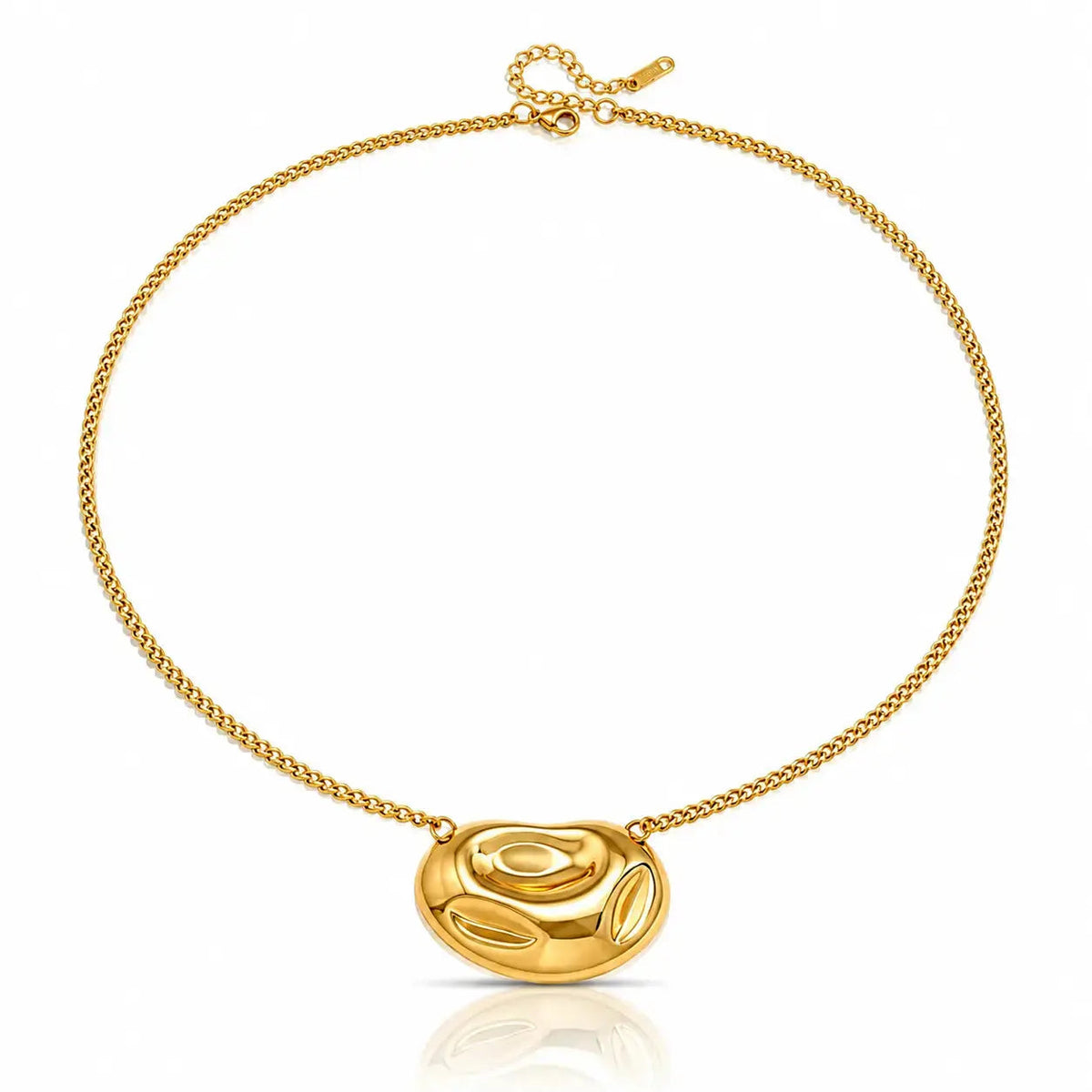Sculpted Rose Pendant Necklace - 18K Gold Plated 3