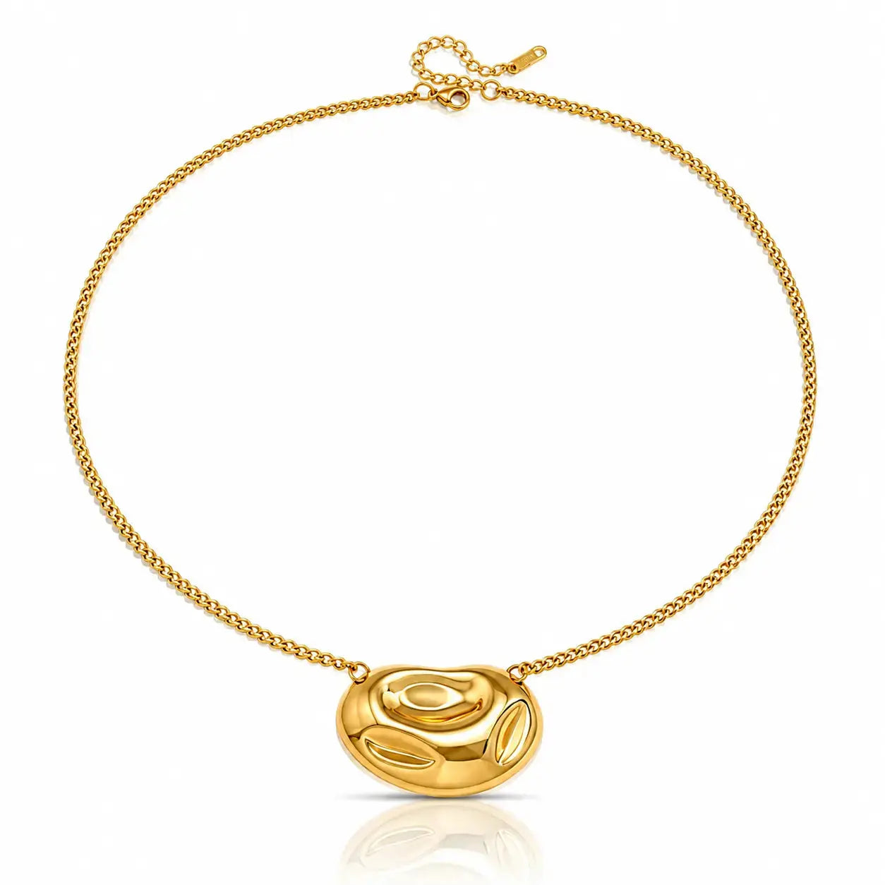 Sculpted Rose Pendant Necklace - 18K Gold Plated 3