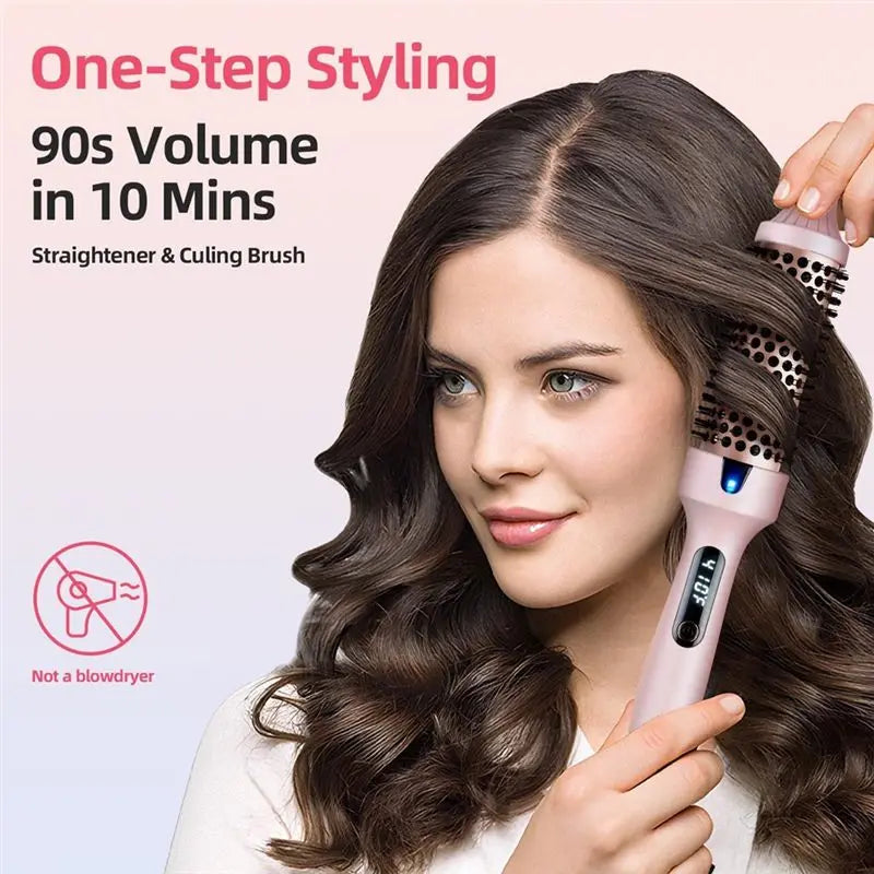 A04V Thermal Brush Curling Brush, Negative Ionic Heated Thermal Round Brush For Blowout Look, Curling & Straightener EU Plug