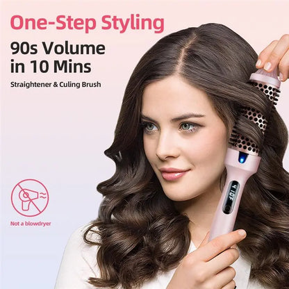 A04V Thermal Brush Curling Brush, Negative Ionic Heated Thermal Round Brush For Blowout Look, Curling & Straightener EU Plug