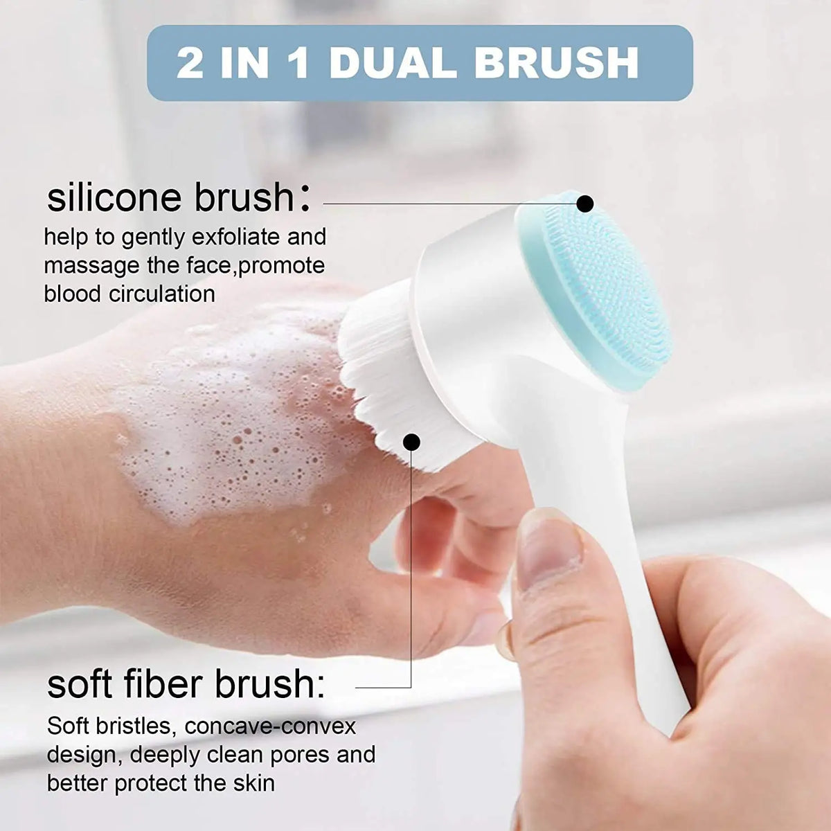 Silicone Facial Cleansing Brush | Double-Sided Scrubber for Deep Cleaning & Exfoliation 4