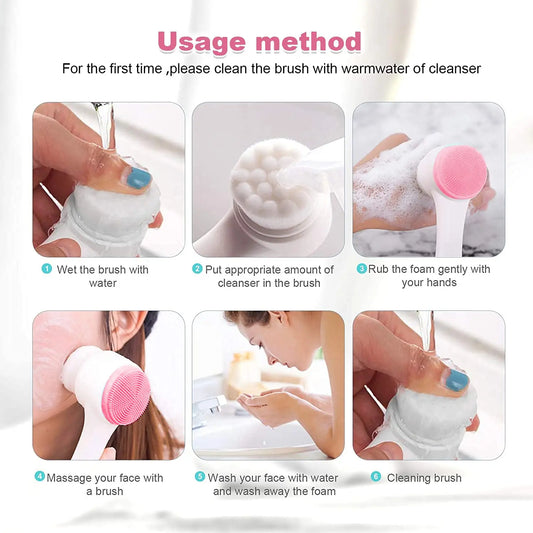 Silicone Facial Cleansing Brush | Double-Sided Scrubber for Deep Cleaning & Exfoliation 5