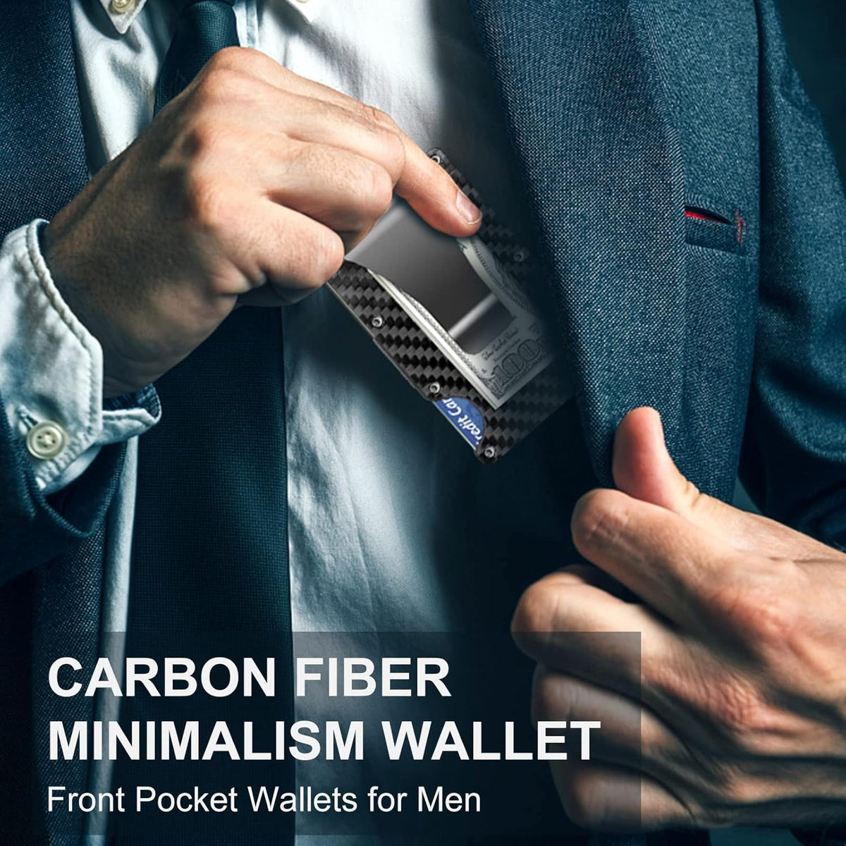 Slim RFID-Blocking Wallet made of Carbon Fibre with Money Clip - CarbonVault 8