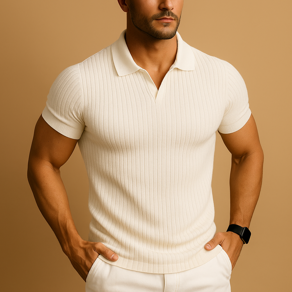 Slim fit polo shirt with V-neck for men | Mason 0