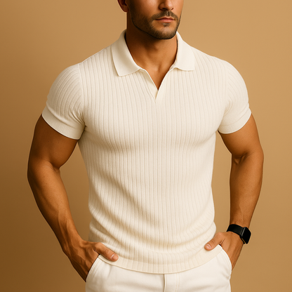 Slim fit polo shirt with V-neck for men | Mason 0