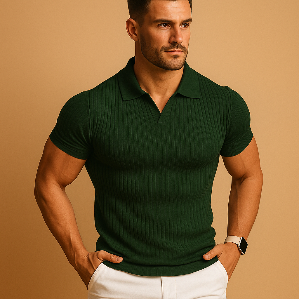 Slim fit polo shirt with V-neck for men | Mason 2