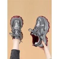 Slimming Lightweight Casual Shoes for Short Women Dad Sneakers Fall Winter New Style Hand-Painted Balance Pigskin Leather 0
