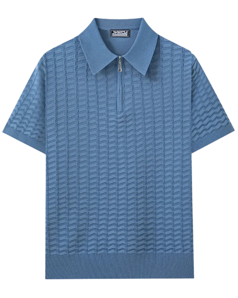 Smart-Casual Viscose Knit Polo Shirt with Zip Neck and Ribbed Hem 2