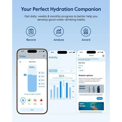 Smart Hydration | 24oz Stainless Steel Insulated Water Bottle with Reminder App | BPA-Free Design for Health Tracking 3