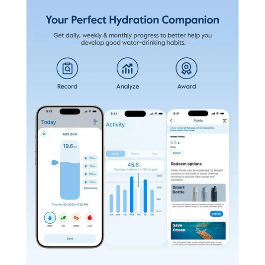 Smart Hydration | 24oz Stainless Steel Insulated Water Bottle with Reminder App | BPA-Free Design for Health Tracking 3
