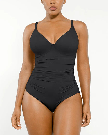 Smart Sculpt™ Ruched Lace-Up Back Shaping Swimsuit 0