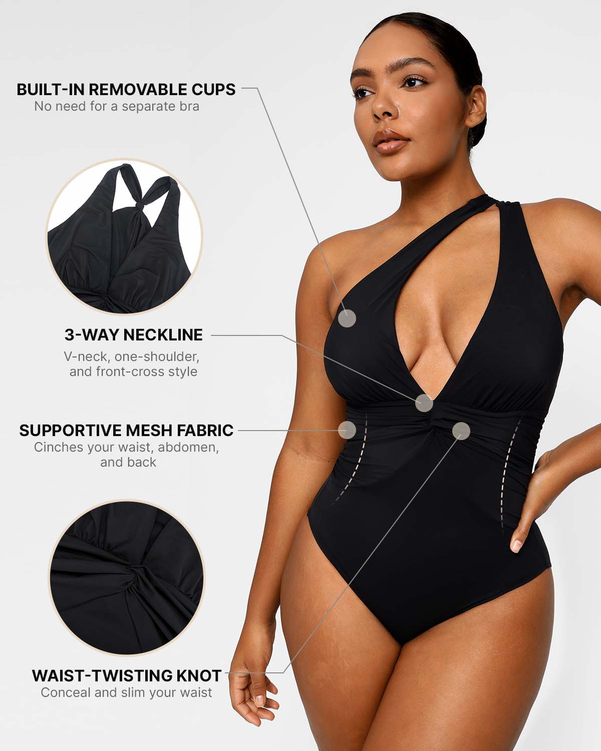 Smart Sculpt™ Ruched Twist-Front Shaping Swimsuit 8